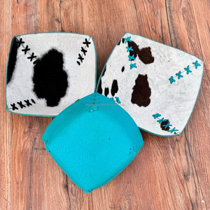 ชุดชามหนังวัวสีน้ำตาลและสีขาวบนผมหนังวัวแบบใหม่ชุด3ถาดถาดถาดหนังนูนสีเทอร์ควอยส์ของขวัญแต่งงานสุดหรู - Product Image 3