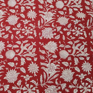 Tela de Algodón Puro con Hermoso Estampado Floral Indio Hecho a Mano, para Ropa de Mujer/Niño, Accesorios y Bolsos para Niñas - Product Image 1