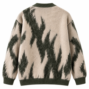Pull à col rond pour femme Iron Mark Industry, tricoté avec poches et boutons, style décontracté automne-hiver, nylon/acrylique, motif géométrique - Product Image 2
