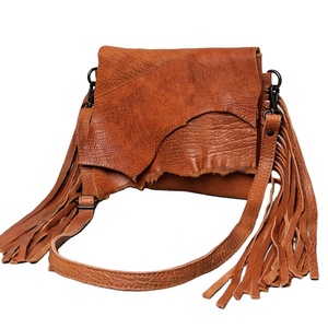 High Quality Bohemian Style Cowgirl Crossbody <b>Bag</b> Western Fashion Leather with Fringe & <b>Long</b> Strap Top Wholesaler Manufacturer - Product Image 1