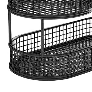Three Tier Oval Metal Fruit <b>Basket</b> Storage Rack Standing Type Kitchen Minimalist Design <b>Stackable</b> Food Holder - Product Image 4