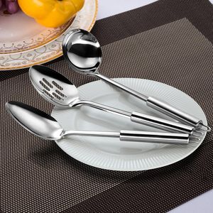 3-Piece Silver Stainless Steel <b>Serving</b> Utensils Set Includes 1 <b>Serving</b> <b>Spoon</b> 1 Slotted <b>Spoon</b> for Parties - Product Image 1