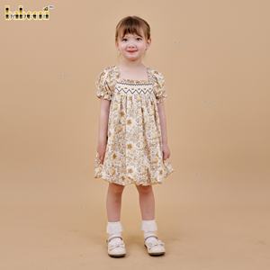 ชุดเดรสคลุมเข่าแขนกุดสำหรับเด็กผ้าฝ้าย100% เป็นมิตรกับสิ่งแวดล้อมชุดเดรส DR4525ลายทุ่งหญ้าสีทองสำหรับฤดูใบไม้ร่วง - Product Image 6