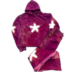 Ensemble de survêtement streetwear personnalisé vintage pour homme, comprenant un sweat à capuche zippé délavé à l'acide et un pantalon de jogging évasé à jambe droite - Product Image 5