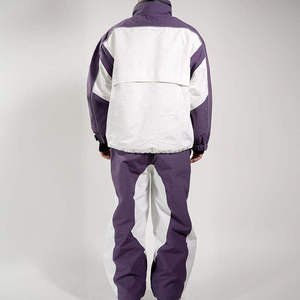 Combinaison de ski pour homme, couleur unie violet et blanc, col montant, veste et pantalon pour snowboard - Product Image 4