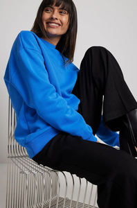 Sweat-shirt oversize à épaules tombantes pour femme, 100% coton, col rond uni, style streetwear, pull décontracté, vente en gros - Product Image 2