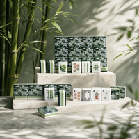 Set Permainan Mahjong Amerika Bahan Jade Bambu Akrilik untuk Hadiah Butik dan Toko Permainan Papan
