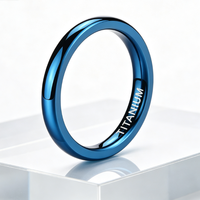 Bague en titane bleu de 2 mm, ultra-fine et polie, pour homme et femme, bijoux minimalistes en gros