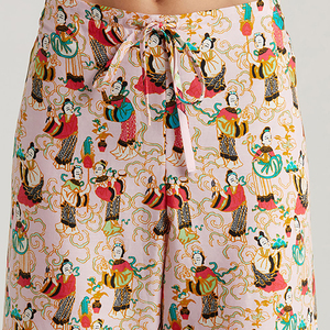 ชุดนอนผู้หญิงแขนยาวคุณภาพสูง ผ้าซาติน เอวยางยืด ชุดลำลอง - Product Image 4