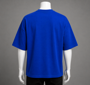 T-shirt bleu à manches courtes pour homme HASHBLOOM, coupe ample, col rond, 100 % coton, uni, vintage, respirant, séchage rapide, esprit positif - Product Image 4