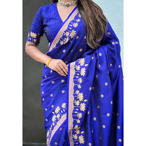 Sari en soie Pichwai tissé Zari violet Elite Weaves 650g, élégant foulard et châle ethniques - Product Image 2