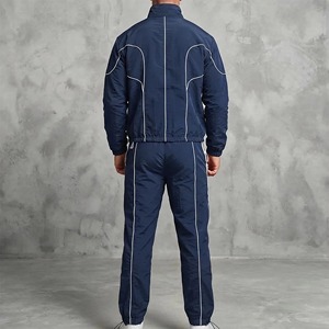 Factory Supplier Custom Men's Woven Tracksuit 2 Piece Set Piping Paneled Stand Collar Zip up Jacket <b>Pants</b> <b>Nylon</b> Windbreaker - Product Image 6