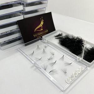 Extensiones de pestañas preformadas, acabado mate, color cachemir oscuro, curvatura M, 10D, 14 mm, racimos de pestañas preformados en una caja grande, gruesos, al por mayor. - Product Image 3
