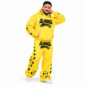 Ensemble survêtement molletonné oversize pour homme avec imprimé personnalisé et strass, style streetwear, deux pièces, vente en gros OEM - Product Image 3