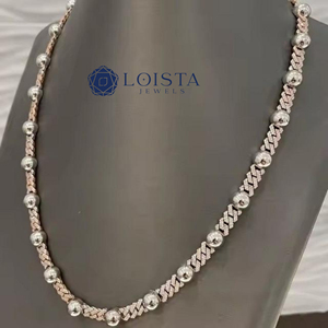 Collar de cadena cubana estilo hip hop con diamantes cultivados en laboratorio certificados por IGI, en oro, con incrustaciones de diamantes, para hombre. - Product Image 3
