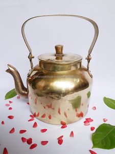 Traditional Handmade Brass Tea <b>Kettle</b> With Lid And Handle For Boiling Water, Making Tea, Coffee, And Other Hot Beverages - Product Image 4