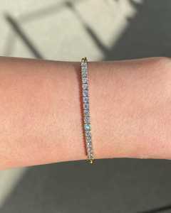 Half Tennis Half Link Paperclip Chain 7 Inches 10k 14k 18k <b>Solid</b> <b>Gold</b> Round Cut Lab Grown Diamond Tennis Bracelets Factory Price - Product Image 4