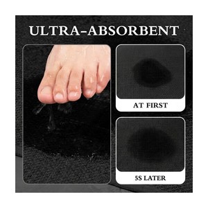 Modern Black Rectangle Bath <b>Mats</b> <b>Set</b> of 2 Non-Slip Woven Polypropylene Floor Rugs for Home <b>Bathroom</b> Use - Product Image 3