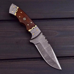Couteau de chasse à lame fixe en acier Damas de qualité supérieure avec manche en bois, couteau de camping extérieur, personnalisable OEM, cadeau pour lui - Product Image 3