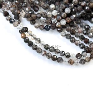 Cuentas facetadas de cuarzo rutilado negro natural de 2 mm, cuentas de rutilo negro para la fabricación de joyas, piedras preciosas microfacetadas al por mayor - Product Image 4