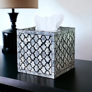 Boîte à mouchoirs de luxe en MDF avec support rectangulaire naturel pour la maison, le bureau et l'organisation de table de salle de bain - Product Image 1