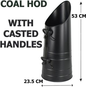 Seau à charbon robuste en fer thermolaqué 53 cm avec poignée moulée résistante à la chaleur pour foyer, poêle et camping - Product Image 3
