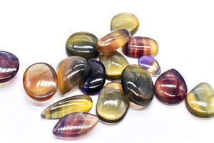 Vente en gros de cabochons en fluorite naturelle, lot en vrac de cabochons lisses en fluorite multicolore pour la fabrication de bijoux - Product Image 3