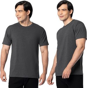 Camiseta de Algodón Lisa de Corte Regular para Hombre, Cuello Redondo, Manga Corta, Estilo Casual, Tejido de Punto, Teñido Liso - Product Image 6