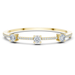 Round Cut Three Stone Lab Grown Diamond Open Bangle <b>Bracelet</b> IGI Certified DEF VS 14K Pure Gold <b>Bracelet</b> Wholesale Manufacturer - Product Image 3