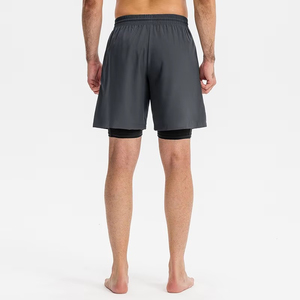 Pantalones Cortos Deportivos para Hombre, Color Negro Sólido, de Secado Rápido, con Cordón en la Cintura, Casuales, Tipo Bermuda, con Bolsillos, de Poliéster Tejido - Product Image 3