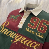 Maillot de rugby rayé court Snowgrace Atlanta, respirant, avec logo brodé, col rabattu, coupe décontractée, unisexe, vêtements pour adultes