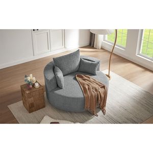 Poltrona Girevole a 360 Gradi con 3 Cuscini Rimovibili, Sedia Rotonda per Soggiorno, Camera da Letto, Ufficio - Product Image 1