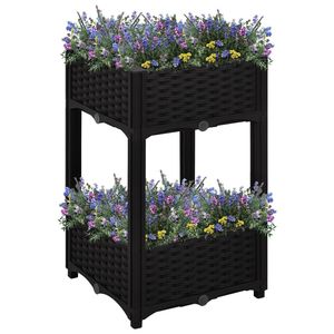 Jardinières et pots surélevés durables en polypropylène noir, 15,7 x 15,7 x 28,0 pouces - Product Image 1