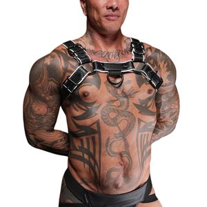 <b>Mens</b> Hardline Bulldog Leather <b>Harness</b> White Adjustable Chest Fit Premium Leather Club Wear - Product Image 2