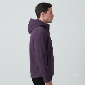 Veste de Travail et de Voyage à Capuche pour Homme, Coupe-Vent Décontractée à Fermeture Éclair, Coupe Standard, Extérieur en Polyester, Idéale pour l'Automne - Product Image 4