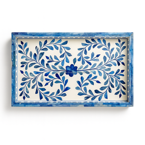 Modern Blue Color Bone Inlay Serving <b>Tray</b> Premium Quality Fruit & Snacks <b>Tray</b> For Home & Restaurant - Product Image 1