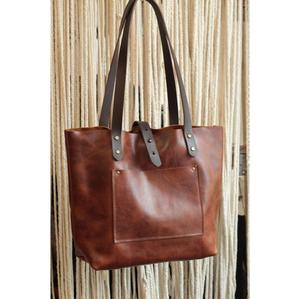 Classic Genuine Leather <b>Tote</b> Bag Unisex Large Capacity Shoulder Strap Open Top Casual Daily Use Brown Fancy Women's Handbags - Product Image 4