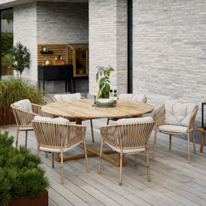 Modern Design <b>Outdoor</b> Dining Set UV Resistant Eco-Friendly Waterproof Rattan Aluminum Solid Wood 6 Seating Capacity Vietnam - Product Image 1
