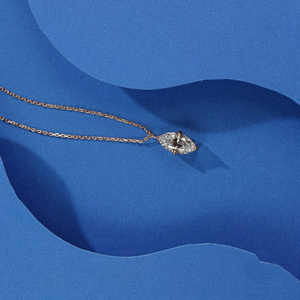 Collar de Diamantes con Corte Marquesa en Oro Amarillo de 14K para Mujer, Colgante Clásico Solitario, Certificado IGI, Joyería Fina - Product Image 4