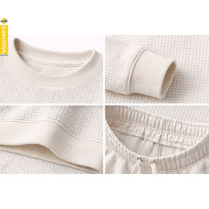 Conjuntos de ropa exterior informal cálida de invierno para hombre Samavia |   Traje de 2 Piezas en Tejido Transpirable de Waffle |   Suéteres con Patrón Sólido en la Parte Delantera - Product Image 4