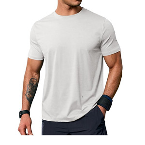 เสื้อยืดคอกลมแขนสั้นผ้าเจอร์ซีย์สีพื้นสำหรับผู้ชาย น้ำหนักเบา ระบายอากาศได้ดี แห้งเร็ว เหมาะสำหรับกิจกรรมกลางแจ้ง รับสกรีนโลโก้ได้ - Product Image 6