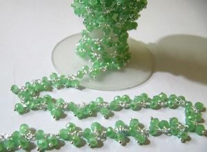 Chaîne de perles facettées en calcédoine verte, chaîne de perles en quartz hydro, vendue au mètre, prix de gros - Product Image 3