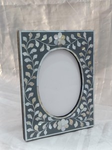 Premium Mosaic Mother Of Pearl Picture <b>Frame</b> <b>Black</b> & White Hand Inlaid Photo Display Elegant Wedding Gift & Vintage Living Room - Product Image 4