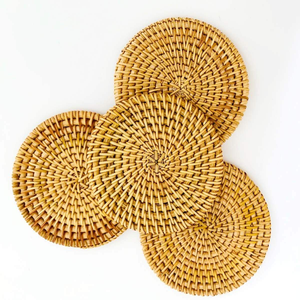 ที่รองแก้วหวายสานลายดอกไม้ทรงกลม งานแฮนด์เมด สไตล์เรียบง่าย สำหรับตกแต่งโต๊ะในวันหยุด ผู้ผลิตขายส่งจากเวียดนาม - Product Image 5