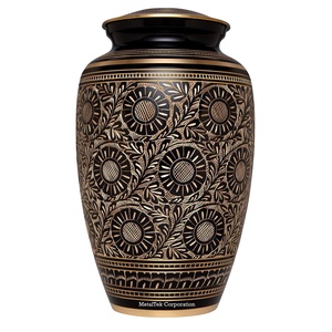 ทองคําดําทองเหลืองเผาศพ Urn & ของที่ระลึกมือแกะสลักคลาสสิกออกแบบอุปกรณ์ศพอนุสรณ์เถ้าความทรงจํา Urns สําหรับเถ้า - Product Image 1