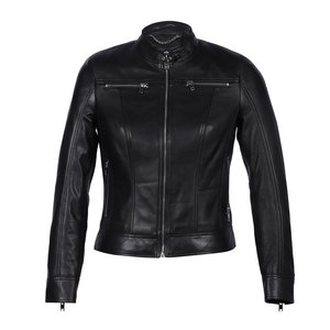 Women's High Quality Mid Length Leather Jacket Bomber for Autumn Winter Plain Dyed with Solid Pattern - Product Image 5