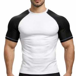 T-shirt de compression ajusté respirant et extensible pour le sport, haute qualité, couleur personnalisable, Spandex/Polyester - Product Image 1
