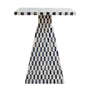 Table d'appoint artisanale en nacre incrustée, style antique, durable et écologique, pour salon bohème - Product Image 2