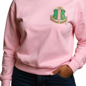 เสื้อสเวตเชิ้ตคอกลมสีชมพู ปักลายตราสัญลักษณ์ แขนยาว ผ้าฝ้ายฟลีซ สวมใส่สบาย เสื้อพูลโอเวอร์สำหรับผู้หญิง เสื้อกันหนาว - Product Image 6