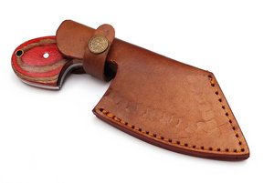 Couteau de chasse personnalisé en acier au carbone forgé à la main avec manche en bois, lame à pointe tombante, étui en cuir véritable - Product Image 6